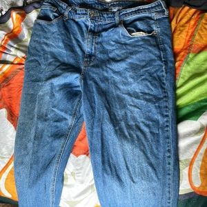 Blue jeans with distressed ankle size 18.